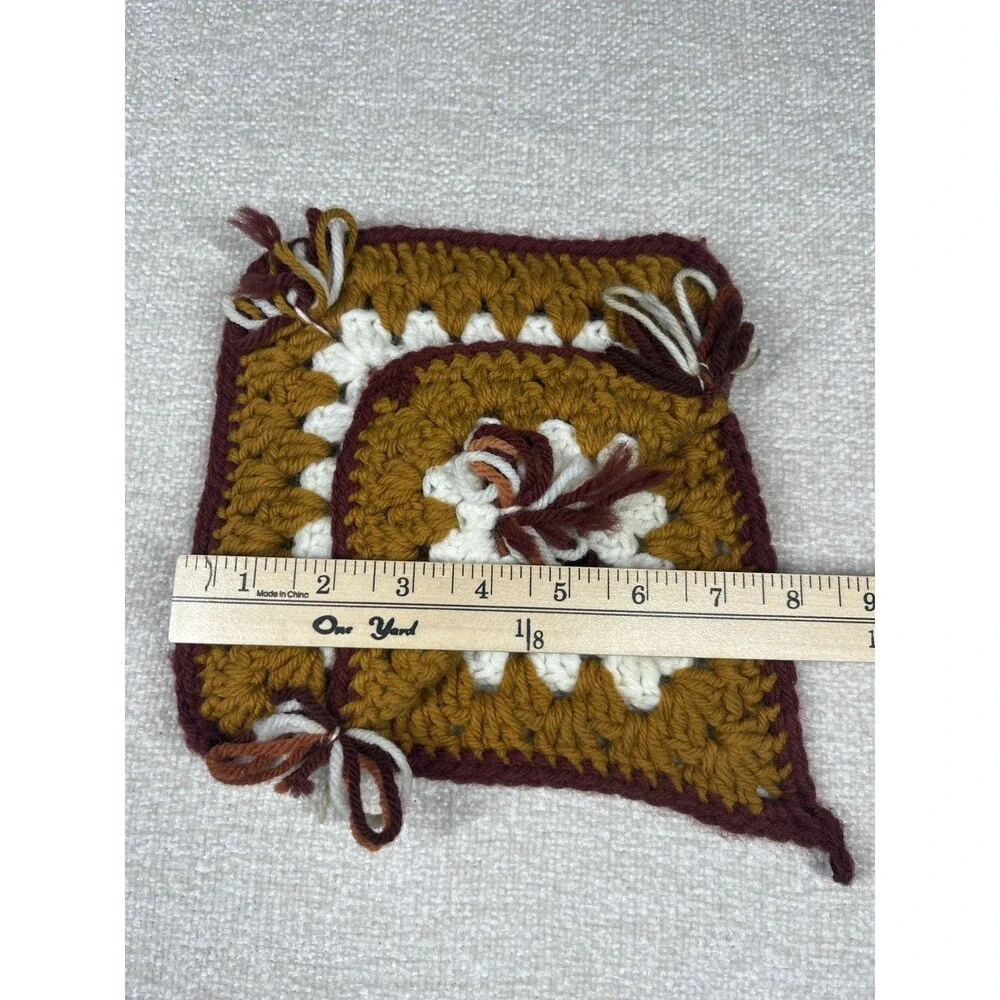 Vintage Pot Holders Handmade MCM 1970s Colors Thanksgiving Cottagecore